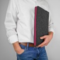 pink zipper macbook sleeve dark grey felt laptop cover hand made mac case 15 inch