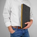 dark grey felt laptop cover yellow zipper macbook sleeve case