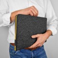 dark grey felt laptop cover yellow zipper macbook sleeve case 15 inch
