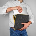 dark grey felt laptop cover yellow zipper macbook sleeve case 16 inch