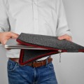 dark grey felt laptop cover maroon zipper macbook sleeve mac case 14 inch