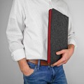 grafitowe etui na laptopa czerwony zamek pokrowiec filcowy MacBook air 15 cali