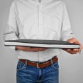 dark grey felt macbook case laptop cover white zipper hand made sleeve mac air 13
