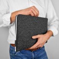 dark grey felt macbook case laptop cover white zipper hand made sleeve 16 inch