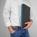 dark grey macbook sleeve felt laptop cover light blue zipper 14 inch case