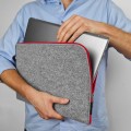 macbook felt sleeve red zipper laptop case ligh grey felt cover mac pro 16