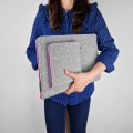 macbook case with pocket and pink zippers hand made felt laptop sleeve hp