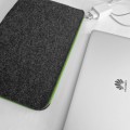 dark grey felt macbook case laptop cover green zipper mac sleeve dell hp