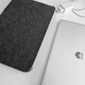 dark grey felt macbook case laptop cover white zipper hand made sleeve dell hp lenovo