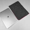pink zipper macbook sleeve dark grey felt laptop cover hand made mac case pro 16 in