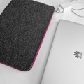 pink zipper macbook sleeve dark grey felt laptop cover hand made mac case dell hp lenovo