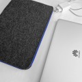 laptop sleeve dark grey felt macbook case blue zipper custom size cover pro 16 in