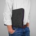 dark grey felt latop sleeve macbook case with violet zipper custom size mac cover hp dell lenovo