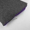 dark grey felt latop sleeve macbook case with violet zipper custom size mac cover air 13 in