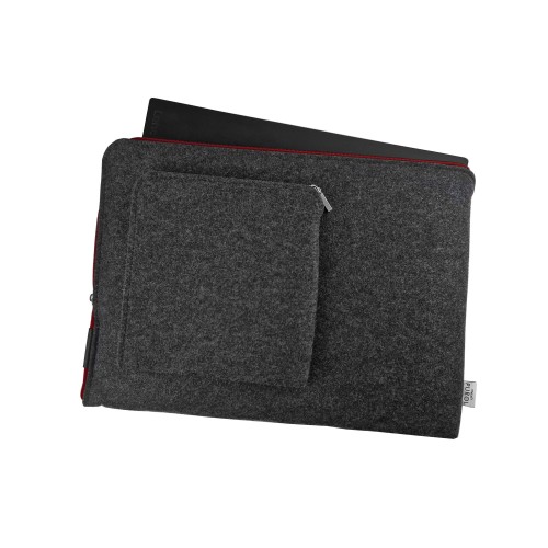 dark grey macbook sleeve laptop cover with maroon zippers felt case