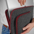 dark grey macbook sleeve laptop cover with maroon zippers felt case 16 inch
