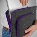 dark grey macbook case with pocket felt laptop sleeve violet zippers 13 inch cover