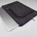 dark grey macbook case with pocket felt laptop sleeve violet zippers 15 inch cover