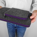 dark grey macbook case with pocket felt laptop sleeve violet zippers mac air 15 cover