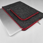 DARK GREY MAC SLEEVE WITH POKCET RED