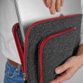 dark grey macbook sleeve felt laptop cover with pocket red zippers mac air 15 inch case