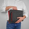 dark grey macbook sleeve felt laptop cover with pocket red zippers mac air 13 inch case