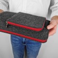 dark grey macbook sleeve felt laptop cover with pocket red zippers mac pro 16 inch case