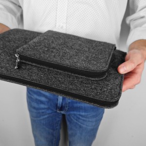 DARK GREY MAC CASE WITH POCKET BLACK