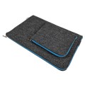 dark grey felt macbook sleeve with pocket light blue zipper laptop case 16 inch