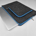 dark grey felt macbook sleeve with pocket light blue zipper laptop case 15 inch