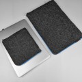 dark grey felt macbook sleeve with pocket light blue zipper laptop case 13 inch