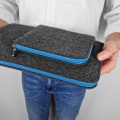 dark grey felt macbook sleeve with pocket light blue zipper laptop case mac air 15