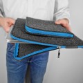 dark grey felt macbook sleeve with pocket light blue zipper laptop case mac pro 14