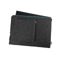 dark grey felt macbook sleeve with pocket light blue zipper laptop case 14 inch