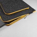 dark grey macbook case with pocket and yellow zippers felt laptop sleeve custom made cover 14 in