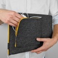 dark grey macbook case with pocket and yellow zippers felt laptop sleeve custom made cover mac neo