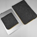 dark grey macbook case with pocket and yellow zippers felt laptop sleeve custom made cover dell hp lenovo