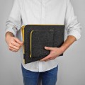 dark grey macbook case with pocket and yellow zippers felt laptop sleeve custom made cover mac pro 16