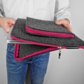 dark grey felt mac case with pocket laptop sleeve pink zippers macbook air 15 cover