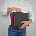 dark grey felt mac case with pocket laptop sleeve pink zippers 14 inch cover