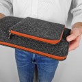 dark grey macbook cover with pocket orange zippers felt hand made laptop sleeve mac pro 16