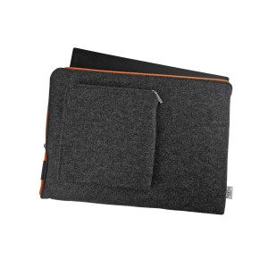 DARK GREY MAC COVER WITH POCKET ORANGE