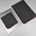 dark grey macbook cover with pocket orange zippers felt hand made laptop sleeve 15 inch
