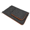 dark grey macbook cover with pocket orange zippers felt hand made laptop sleeve 13 inch
