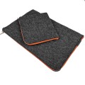 dark grey macbook cover with pocket orange zippers felt hand made laptop sleeve 16 inch