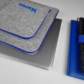 personalized laptop sleeve felt MacBook cover with blue zipper and embroided name