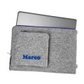 personalized laptop sleeve felt MacBook cover with blue zipper and embroided name