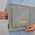 personalized felt laptop sleeve yellow zipper MacBook case with embroided name