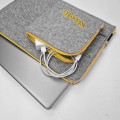 personalized felt laptop sleeve yellow zipper MacBook case with embroided name