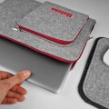 personalized felt laptop sleeve with red zipper MacBook case embroided name